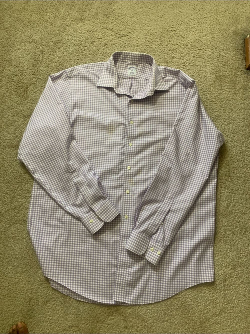 Brooks Brothers Lavender and White Gingham Dress Shirt